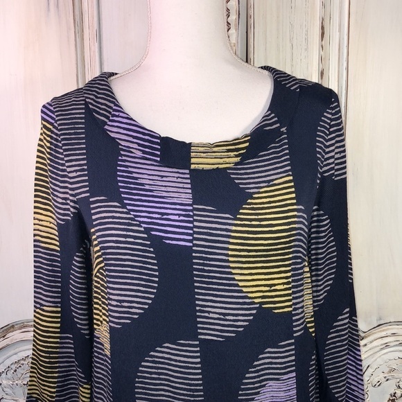 White Stuff Vintage Look Mid Sleeve Roll Collar with Retro Pattern Dress UK 6 - Picture 2 of 12